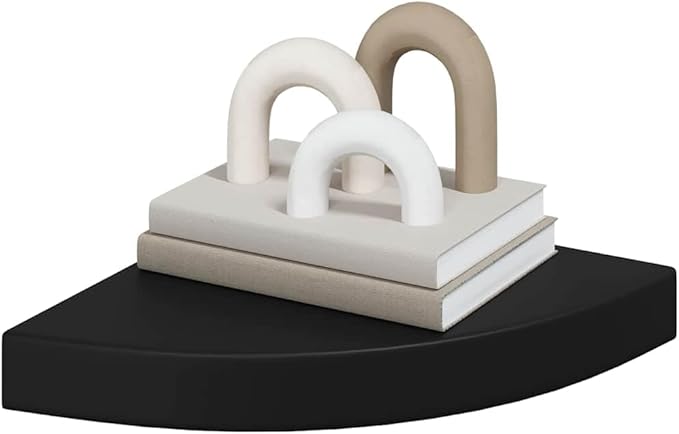 Corner Shelf Set of 2 Floating Shelves for Wall, Matte Black Wall Mounted Corner Storage Organizer for Bedroom, Living Room, Bathroom, 9.8 x 9.8 x 1.5 Inch