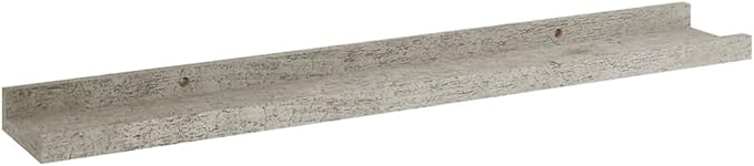 Concrete Gray Wall Shelves Set of 2, 23.6 Inch Floating for Living Room Decor, Industrial MDF Storage Shelves with 11lb Capacity for Books Plants Display