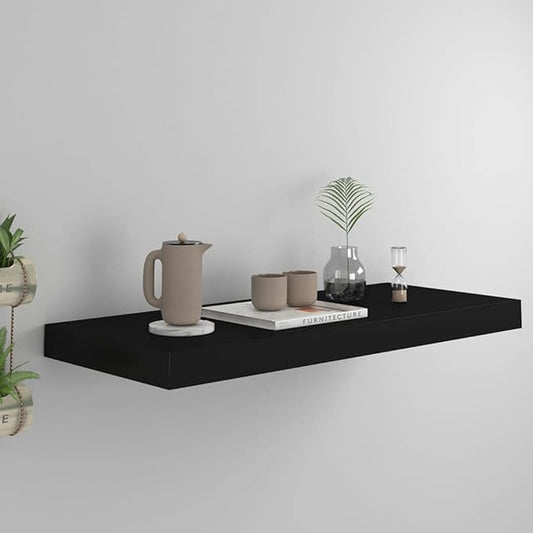 Floating Wall Shelf Black 23.6x9.3x1.5 Inches Modern Display Rack with Invisible Mounting for Living Room Bedroom Office Decor Storage Organizer
