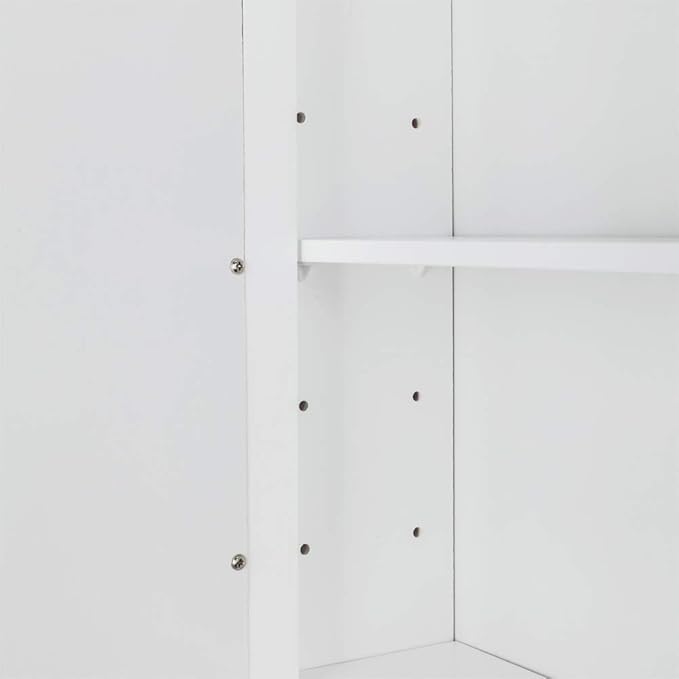 White Mirrored Bathroom Medicine Cabinet, Wall Mount Bathroom Storage Cabinet with with Single Glass Door & Adjustable Shelf