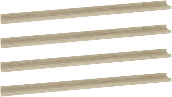 Sonoma Oak Wall Shelves Set of 4, 45.3 Inch Floating for Living Room Bedroom Kitchen, Heavy Duty MDF Storage Shelves for Decor Books Plants, Easy Mount Shelving Unit with Natural Wood Finish