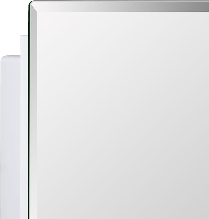 IDYLLOR Plastic Bathroom Medicine Mirror Cabinet 16 x 22 inch, Surface and Recessed Mount, Beveled Edge Mirror