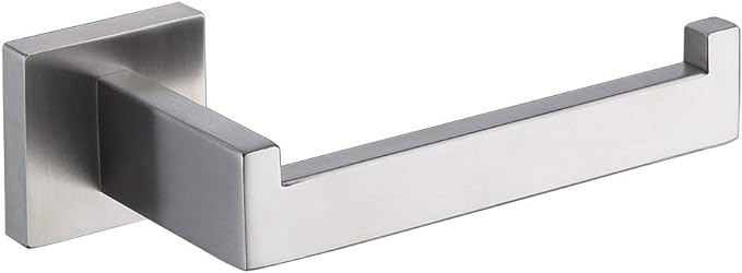TASTOS Toilet Paper Holder Brushed Nickel, Toilet Tissue Roll Holders Dispenser and Hangers Wall Mounted for Bathroom & Kitchen, Stainless Steel Modern Square Style (Silver)