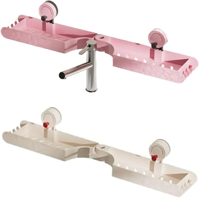 Compact Suction Cup Bathroom Shelf with Drainage Design for Neat and Dry Storage of Essentials (Pink)