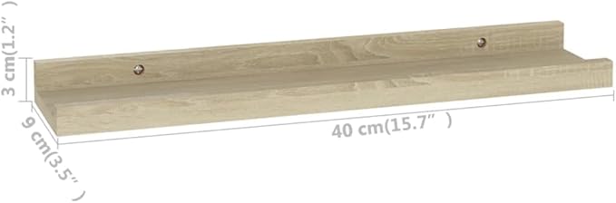 Sonoma Oak Floating Shelves 2 Pack 15.7 Inch Wall Mounted Storage Shelves for Living Room Bedroom Kitchen Bathroom Display Organizer with 11lb Weight Capacity