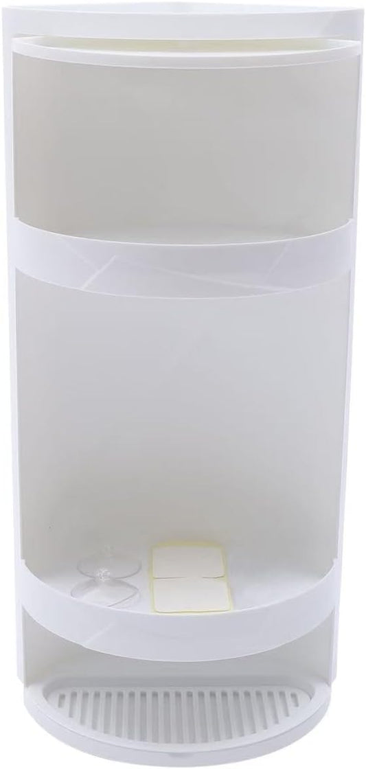 Bathroom Storage Corner Vanity Cabinet, 8"x8"x23.6" Rotating Organizer 3-Tiered Storage Cabinet Countertop Storages or Wall Shelf Rotating Triangle Scalloped Shelf Hidden Storages Rack