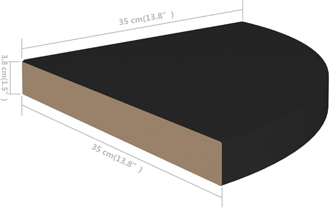 Floating Corner Shelves 2-Pack Black 13.8x13.8x1.5 Inch Wall Mounted Shelves with Invisible Bracket, Honeycomb MDF & Metal for Living Room, Bathroom, Bedroom Storage & Decor