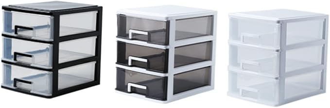 Outanaya Three-layer Drawer Storage Cabinet White Plastic Organizer for Desktop Multifunctional Storage Box for Sundries Bathroom Office Use