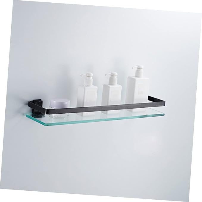 1pc Single Tempered Glass Bathroom Shelf Wall Mounted Storage Rack for Organizing Toiletries Cosmetics Stylish Design Easy to Install Compact
