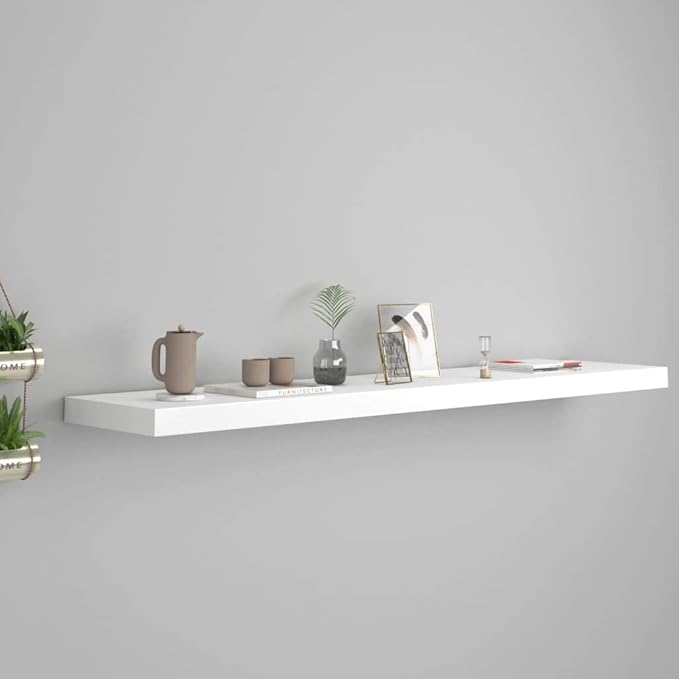 Floating Wall Shelf White 47. 2x9. 3x1. 5 Invisible Mounting Display Rack for Living Room Bedroom, Modern MDF Honeycomb Shelving Unit for Books Decor Awards Installation Durable Storage