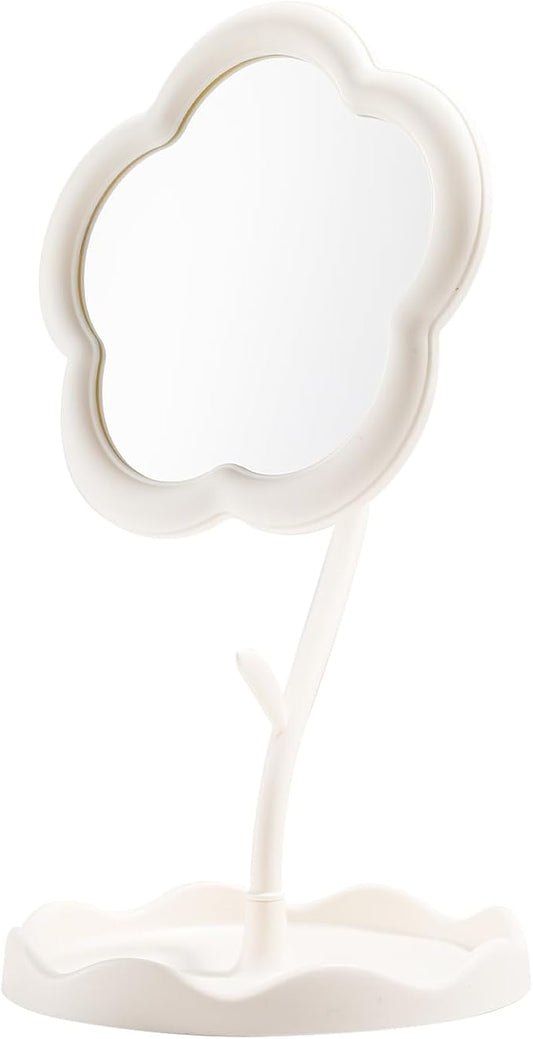 LONGSHENG - SINCE 2001 - White Desktop Makeup Mirror Flower Compact Mirror Children's Room Decor Bathroom or Bedroom Birthday Party Favors Birthday for Girls Women