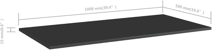Set of 4 High Gloss Black Engineered Wood Wall Mounted Shelves 39.4 x 19.7 Inches for Storage and Display Modern Minimalist Design