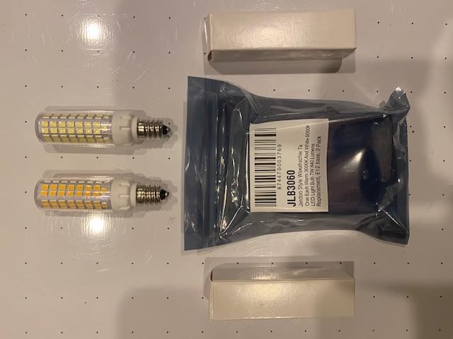 JERDON LED Replacement Light Bulb for Makeup Mirrors - (1) 3000K and (1) 6000K Lightbulbs - JLB3060