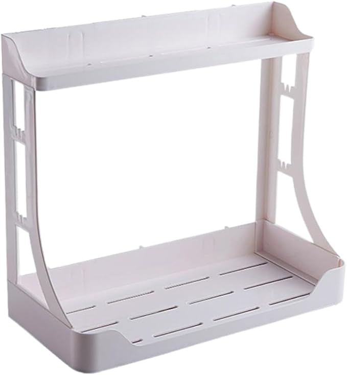 PRETYZOOM Space-saving Double Layer Bathroom Shelves Wall Mounted Storage Rack Punch for Bathroom Kitchen Living Room