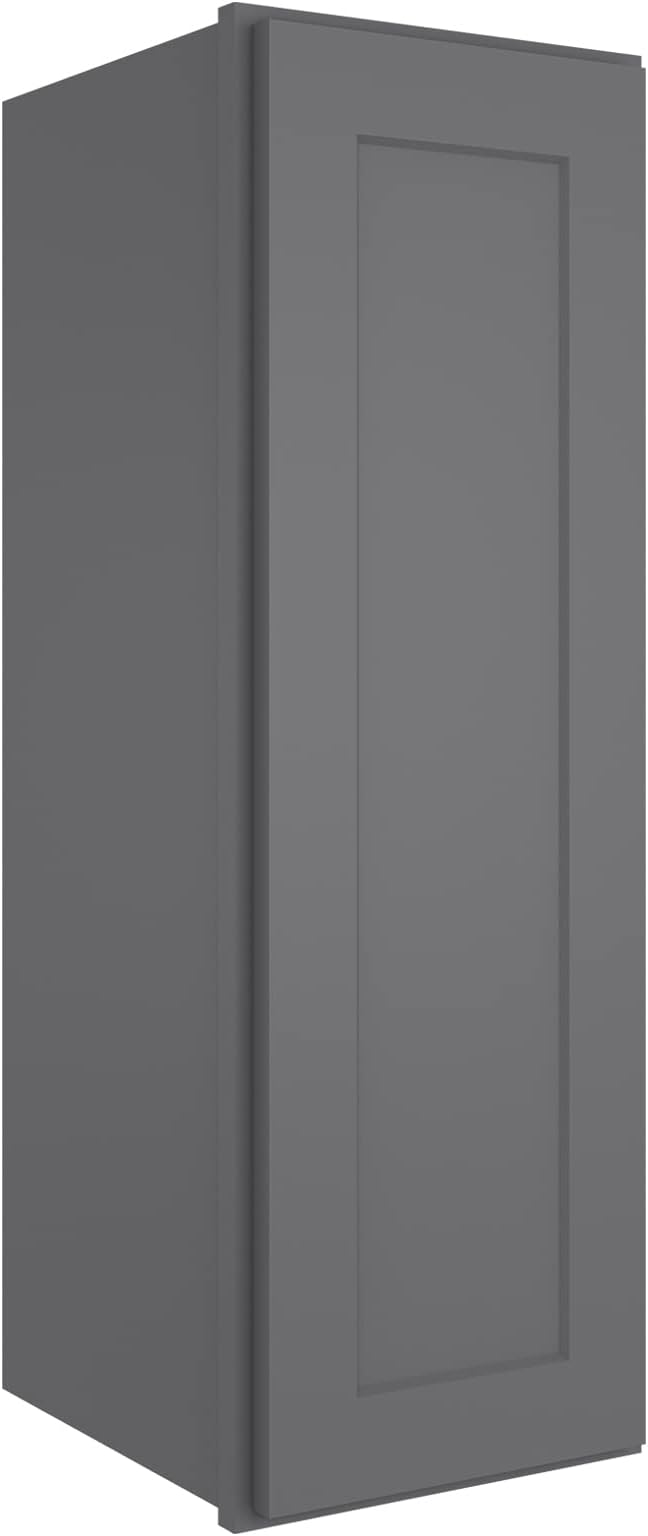 ROOMTEC Wood Wall Cabinet,RTA Single Door Medicine Cabinet with Adjustable Shelves and Soft-Close Door for Kitchen, Bathroom, and Laundry. 12" D*12" W*36" H, Shaker Grey