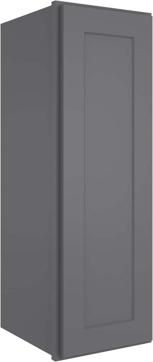 ROOMTEC Wood Wall Cabinet,RTA Single Door Medicine Cabinet with Adjustable Shelves and Soft-Close Door for Kitchen, Bathroom, and Laundry. 12" D*12" W*36" H, Shaker Grey