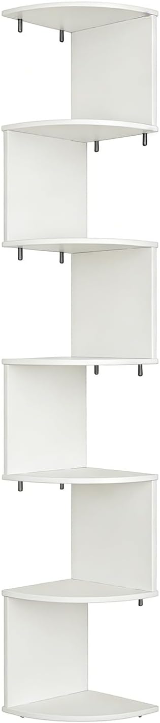 Modern Angled Design 7 Level Corner Shelf for Bathroom Bedroom Living Room Made of Durable Wood Plastic Board