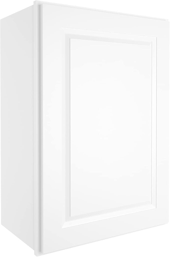 ROOMTEC Wood Wall Cabinet,RTA Single Door Medicine Cabinet with Adjustable Shelves and Soft-Close Door for Kitchen, Bathroom, and Laundry. 12" D*21" W*30" H, Traditional White