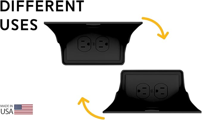 Power Perch Horizontal Wall Outlet Shelf with Cord Storage Strap - Declutter & Reclaim Bathroom Counter Space - Alexa Stand, Apple Homepod Shelf, Toothbrush Holders Wall Mounted - Black, 2-Pack