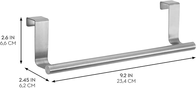 iDesign Stainless Steel 9-inch Over-the-Cabinet Towel Bar - Set of 2 - Brushed