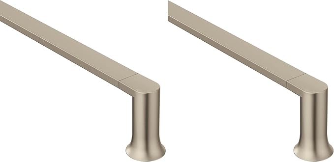 Moen Genta LX Brushed Nickel Modern 18-Inch Single Kitchen or Bathroom Towel Bar, BH3818BN (Pack of 2)