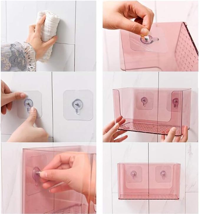 WFF Bathroom Self-Adhesive Rack, Floating Cosmetic Storage Box, Wash Mask Home-Free Perforated Wall Hanging, Hanging Toilet Rack (Color : B)