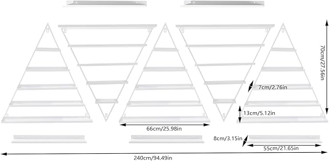 Wall-Mounted Nail Polish Rack, Set of 10 Triangular White Nail Polish Shelf Lipstick Perfume Cosmetic Display Shelf for Home Spa Nail Salon Shop