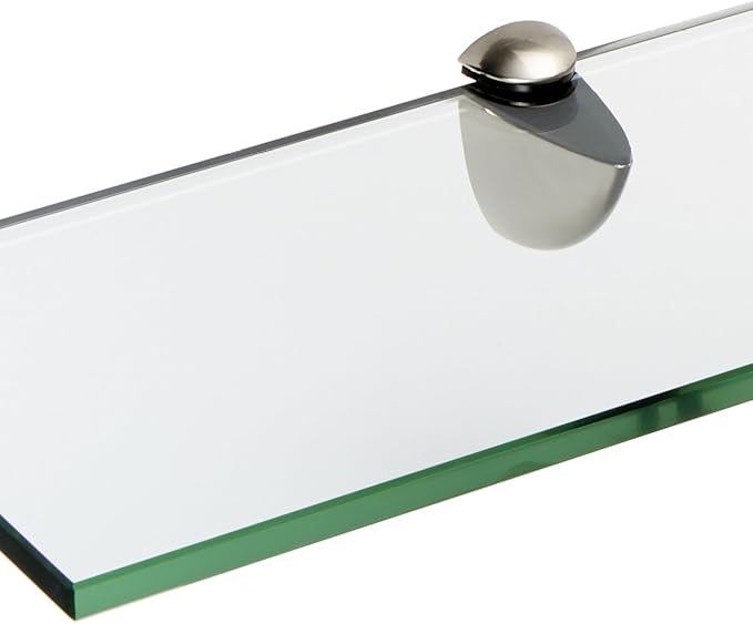 Spancraft Glass P-6x27-Brushed Steel Peacock Glass Shelf, Brushed Steel, 6" x 27"