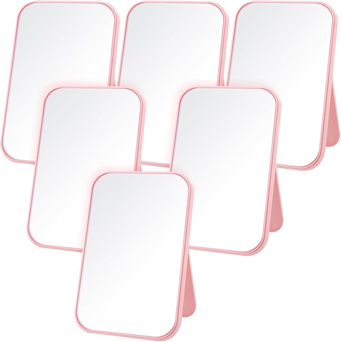 DoubleFill 6 Pcs Spa Party Mirror Spa Party Supplies Sleepover Accessory Favors Makeup Mirror for Sleepover Slumber Birthday Favors Women Adults Princess Gift(Pink)