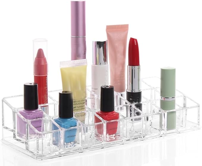 Kamay's Acrylic Transparent 24 Grids Lipstick Nail Polish Eyebrow Brush Display Rack (SF-1034)