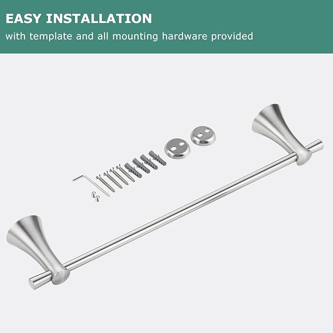 PARLOS Brass 17" Towel Bar Towel Holder Hanger Rack Wall Mount Accessories for Bathroom, Brushed Nickel
