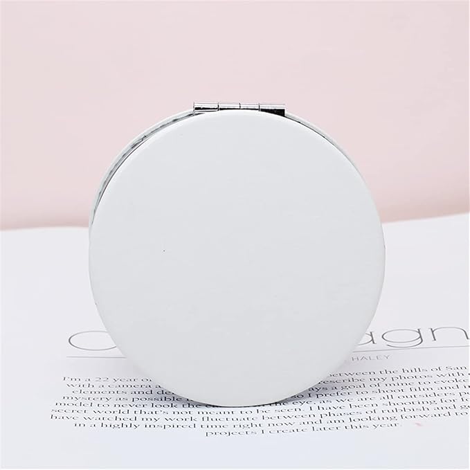 Zcooooool Makeup Mirror, 6.7 cm Round Folding Mirror, Professional Double-Sided Makeup Mirror (one Side Enlarged, The Other Side Normal) PU Surface Mirror