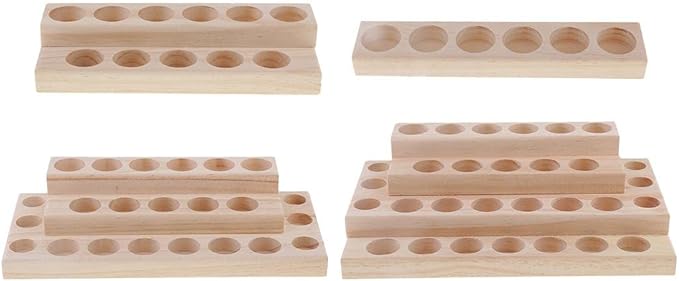 5 Pack Solid Wood Single Tier Perfume Essential Oil Display Stand Storage Organizer Rack Wooden Holder for 6 Pieces 5ml 10ml 15ml Bottles