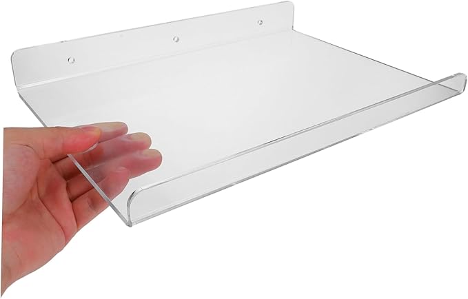 Mobestech Acrylic Floating Shelf for Bathroom and Kitchen Clear Wall-Mounted Storage Rack for Toiletries and Seasoning Bottles and Easy to Install Compact