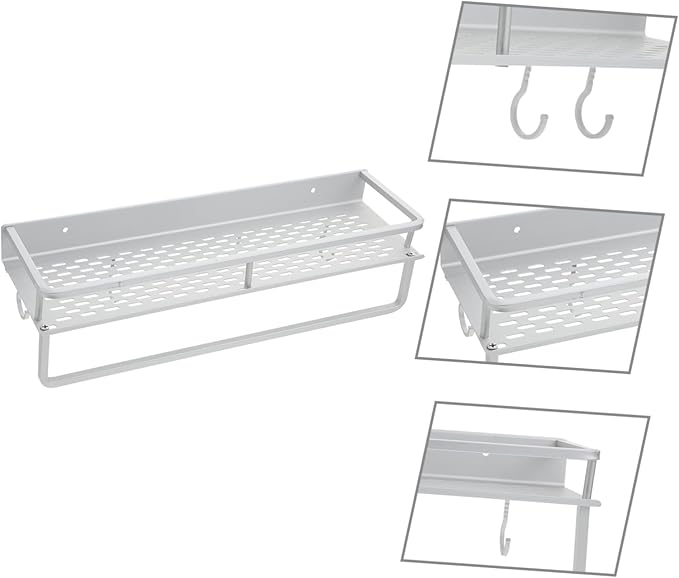 Ciieeo Bathroom Wall-Mounted Storage Rack Multifunctional No Drill Organizer Shelf for Bathroom and Kitchen Sturdy and Easy to Install Hollow Design for Space Saving