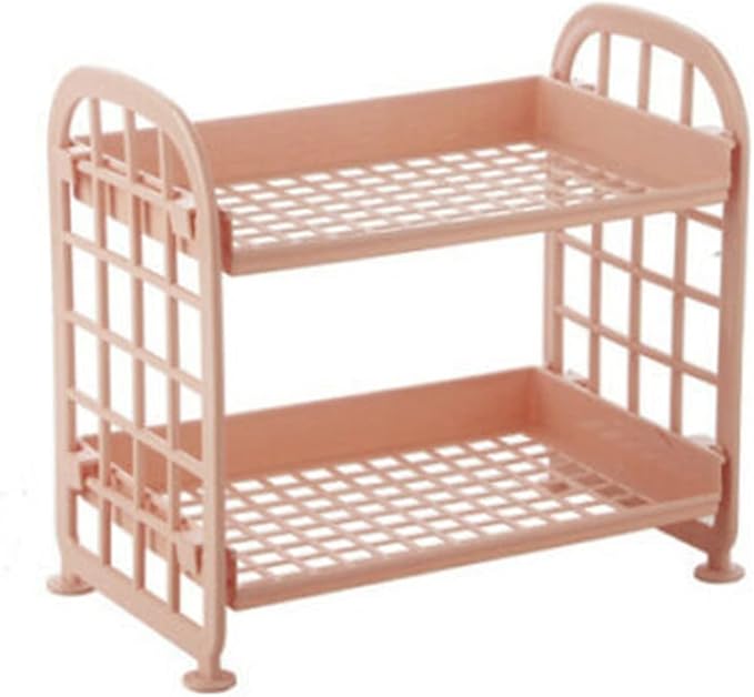 TOMYEUS Bathroom Shelf Plastic Holder Storage Shelf 2 Tier Freestanding Durable Unit Indoor Garage Kitchen Bathroom Shelf Multi-Function Storage Shelf Bathroom Wall Shelves (Color : A)