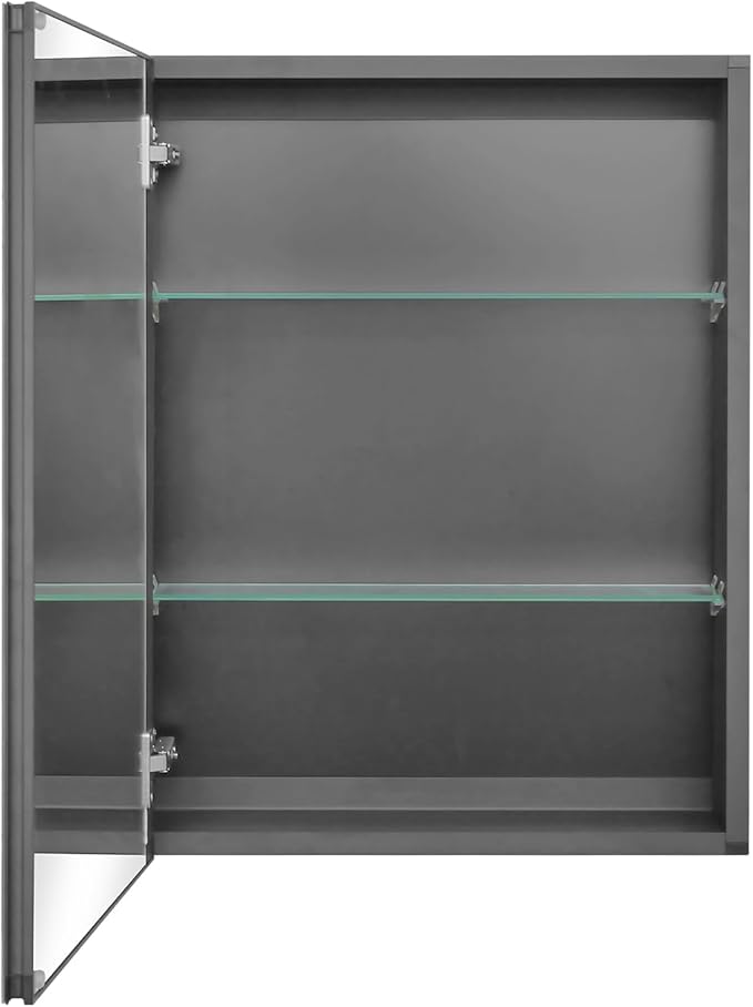 Fundin Medicine Cabinet 20 x 26 inches Mirror Size, Recessed or Surface Mount, Black Aluminum Bathroom Wall Cabinet with Mirror and Adjustable Shelves.