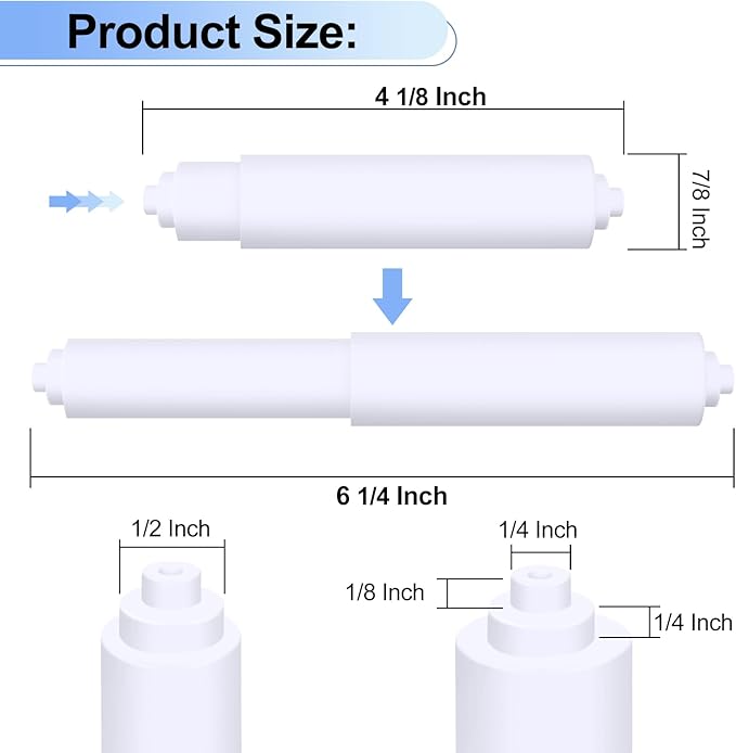 Rindion 4 Pack Toilet Paper Holder Spring Rod, White Toilet Paper Roller Replacement, Plastic Toilet Paper Holder Replacement Rod