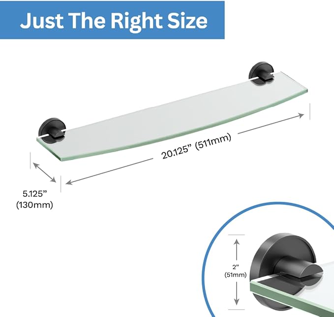 Gatco 5556MX Sky Glass Shelf, Matte Black