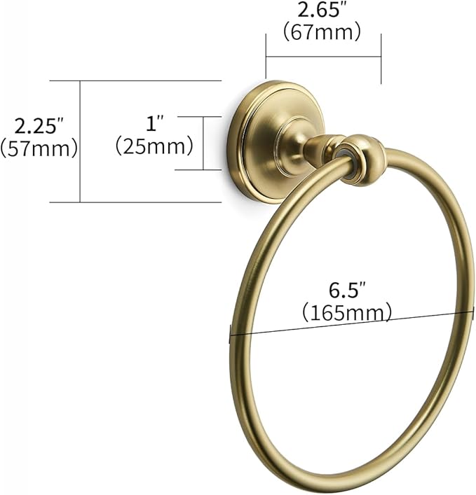 khtumeware 1 Pack Champagne Bronze Bath Towel Ring, Bathroom Hardware Accessories Heavy-Duty Hand Towel Holder for Bathroom, Modern Round Towel Hanger Wall Mounted