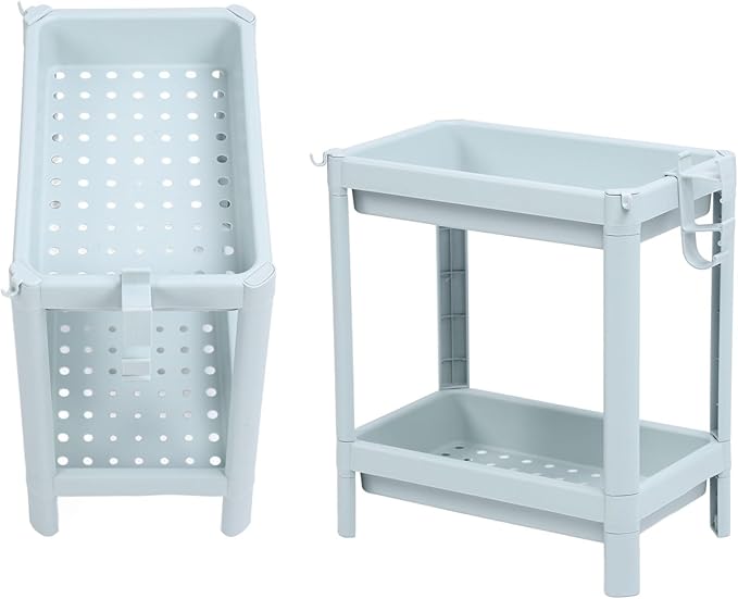 Bathroom Floor Shelf, Bathroom Storage, Open Shelf, Freestanding Corner Shelves, Shelves, Storage Shelves, Nordic (2-Tier)