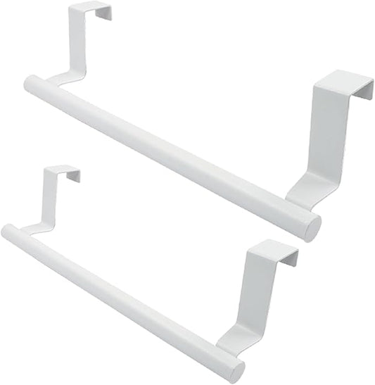 2 Pack 9 Inch Towel Holder, White Bathroom Towel Bar Stainless Steel Hand Towel Rack, Over Cabinet Door Towel Bar for Kitchen Bathroom