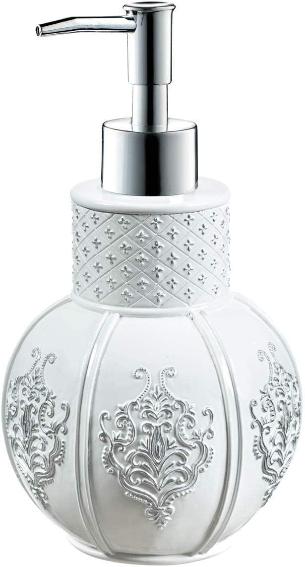 Creative Scents Vintage White Bathroom Accessories Set - 4 Piece Bathroom Set - Farmhouse French Country Bathroom Accessory Set Features: Soap Dispenser, Toothbrush Holder, Tumbler & Soap Dish