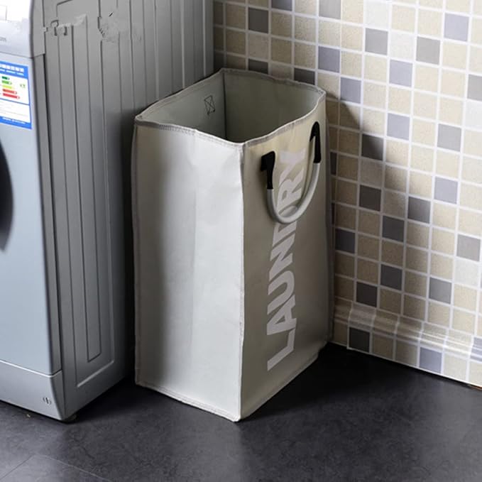 Laundry Basket, Durable Handles for Easy Carry, Collapsible Cloth Baskets, Hampers for College Dorms, Foldable Hamper Bag (Light-Gray,1 Piece)