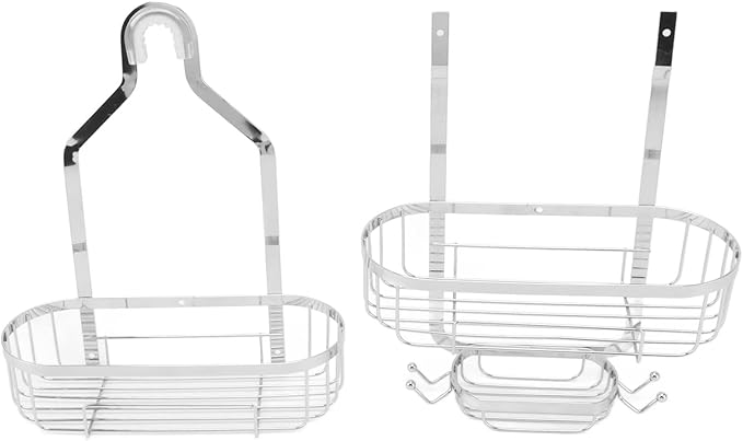 Kikumi Metal Iron Wall Mounted Bathroom Basket, 2-Layer Drill-Free Bathroom Shelves, Toilet Accessories (Electroplating)