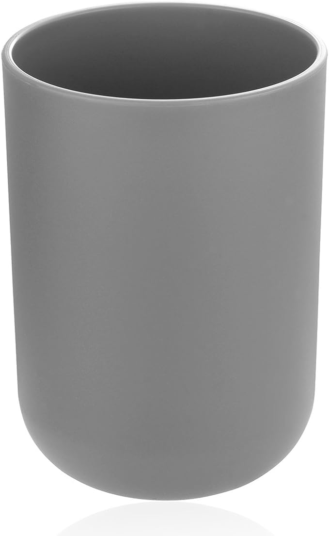 Bathroom Accessories Set 6 Piece - Trash Can, Toothbrush Holder, Toothbrush Cup, Soap Dispenser, Soap Dish, Toilet Brush Holder - Modern Bathroom Decor Set (Grey)