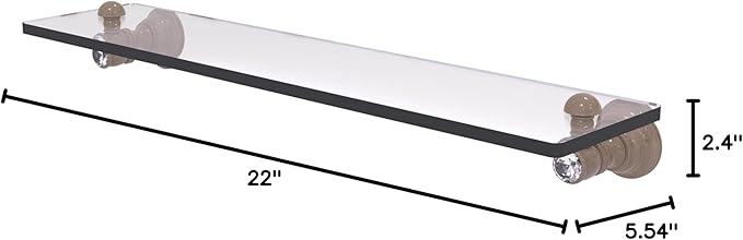 Allied Brass CC-1-22-SHB Carolina Crystal Collection 22 Inch Glass Shelf, Shaded Beige