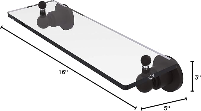 Allied Brass AP-1/16 Astor Place 16 inch Vanity Beveled Edges Glass Shelf, Oil Rubbed Bronze
