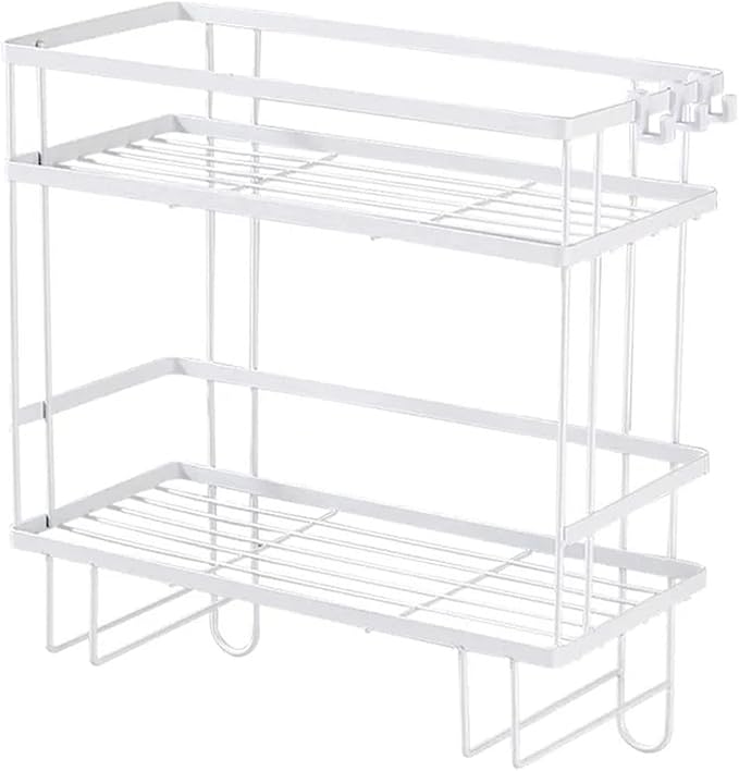 Pongnas Large Capacity Iron Toilet Shelf for Bathroom with Nail Installation, Practical Design (Double Layer White)