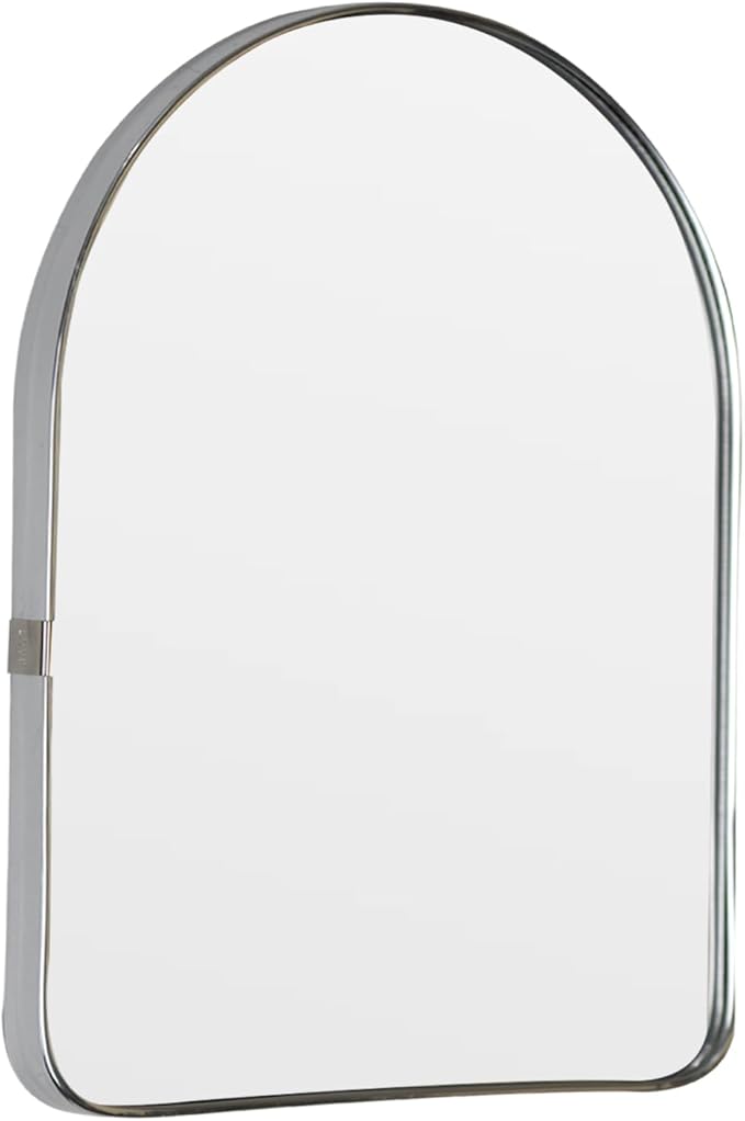 Funly mee Arched Wall Mirror, Wall-Mounted Plastic Mirror, for Bathroom and Vanity (Sliver, 11.8 x 15.8)